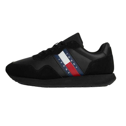 Black - Side - Tommy Jeans Mens Modern Suede Trainers
