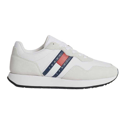 White - Front - Tommy Jeans Mens Modern Suede Trainers