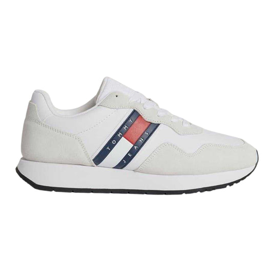 White - Front - Tommy Jeans Mens Modern Suede Trainers