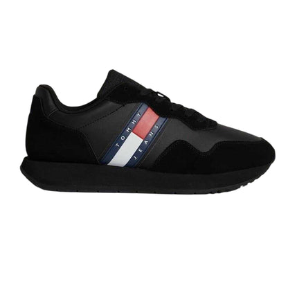 Black - Front - Tommy Jeans Mens Modern Suede Trainers