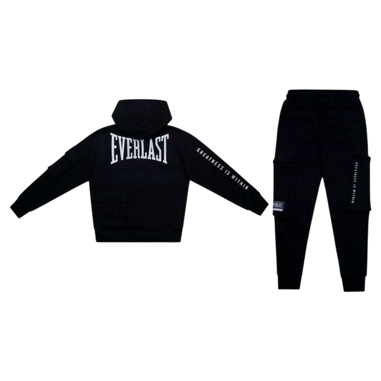 Black - Back - Everlast Mens Long-Sleeved Drawstring Hoodie