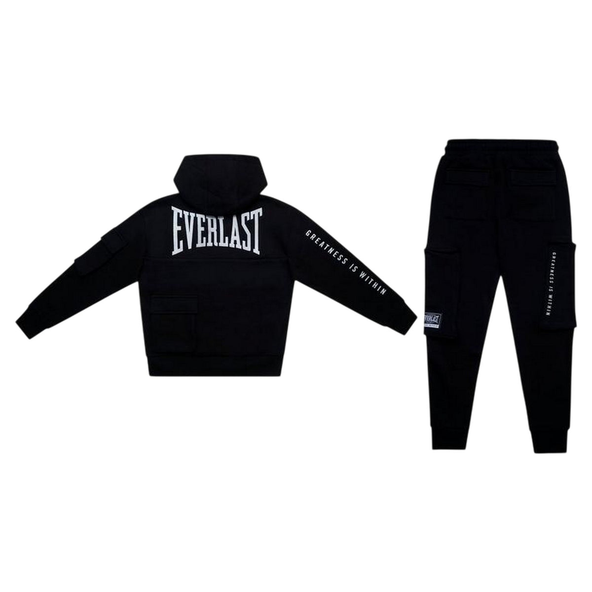 Black - Back - Everlast Mens Long-Sleeved Drawstring Hoodie