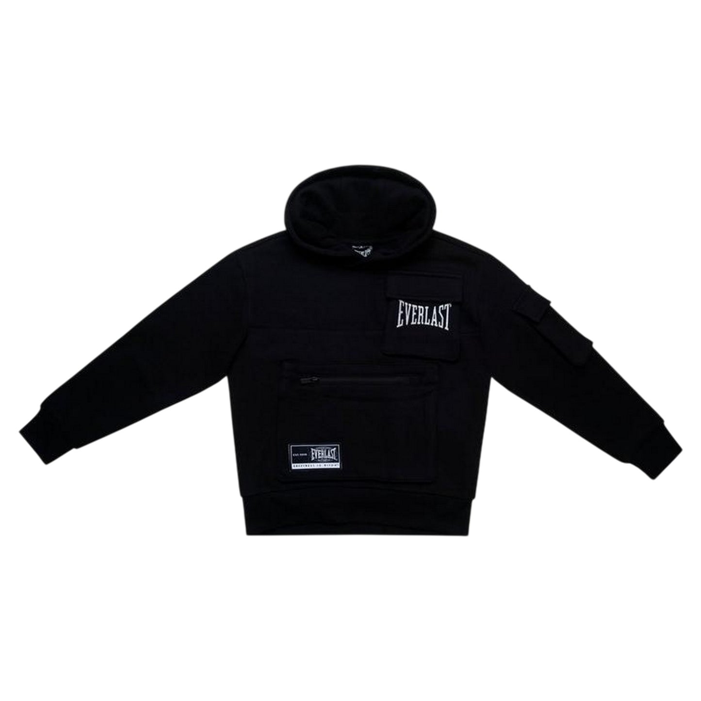 Black - Side - Everlast Mens Long-Sleeved Drawstring Hoodie