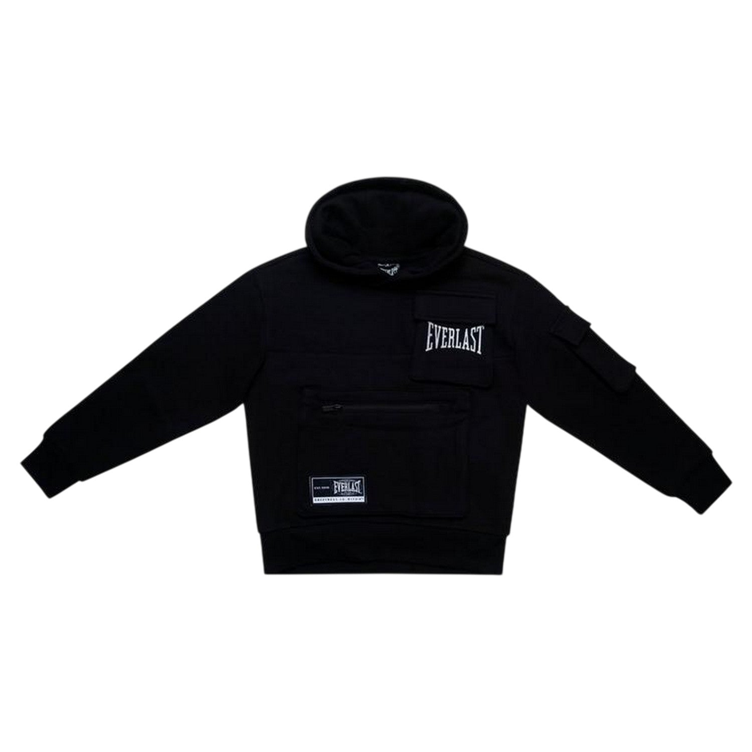 Black - Side - Everlast Mens Long-Sleeved Drawstring Hoodie