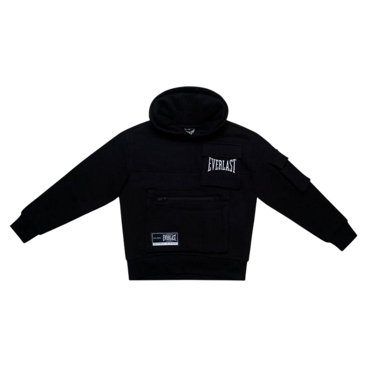 Black - Side - Everlast Mens Long-Sleeved Drawstring Hoodie