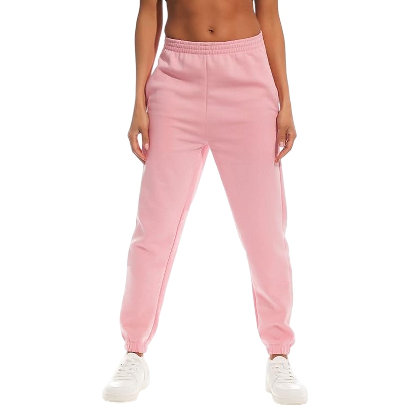 Pink - Front - Light And Shade Womens-Ladies Fleece High Waist Jogging Bottoms