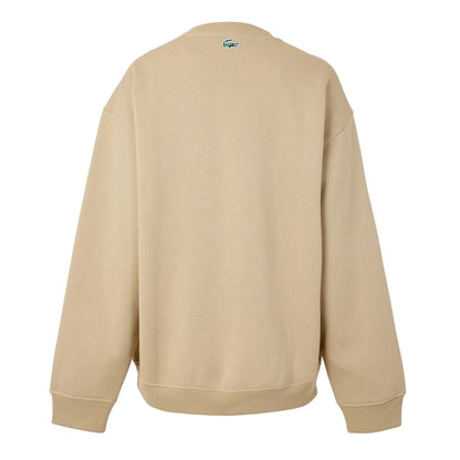 Beige - Back - Lacoste Womens-Ladies Crew Neck Regular Long-Sleeved Sweatshirt