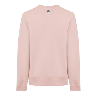 Pink - Back - Lacoste Womens-Ladies Crew Neck Regular Long-Sleeved Sweatshirt