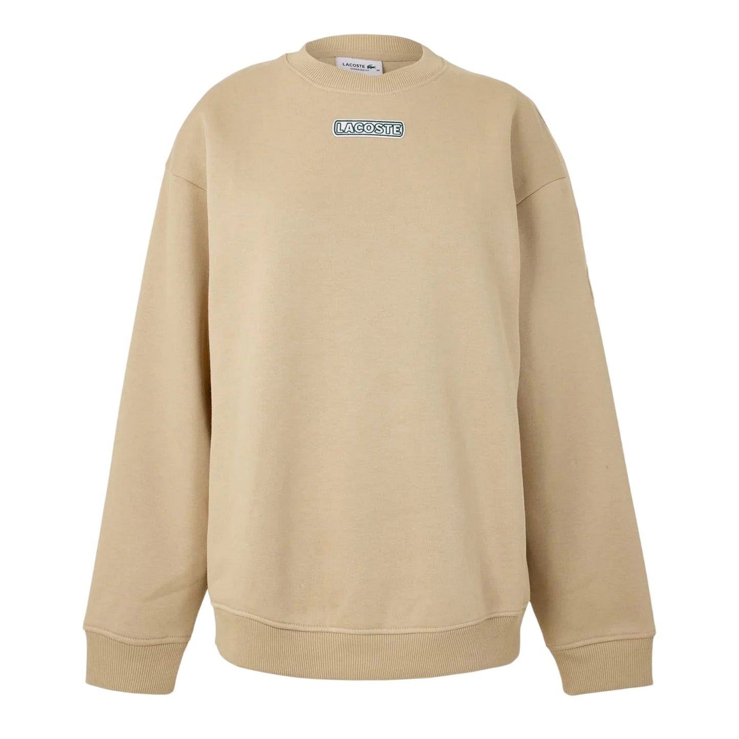 Beige - Front - Lacoste Womens-Ladies Crew Neck Regular Long-Sleeved Sweatshirt