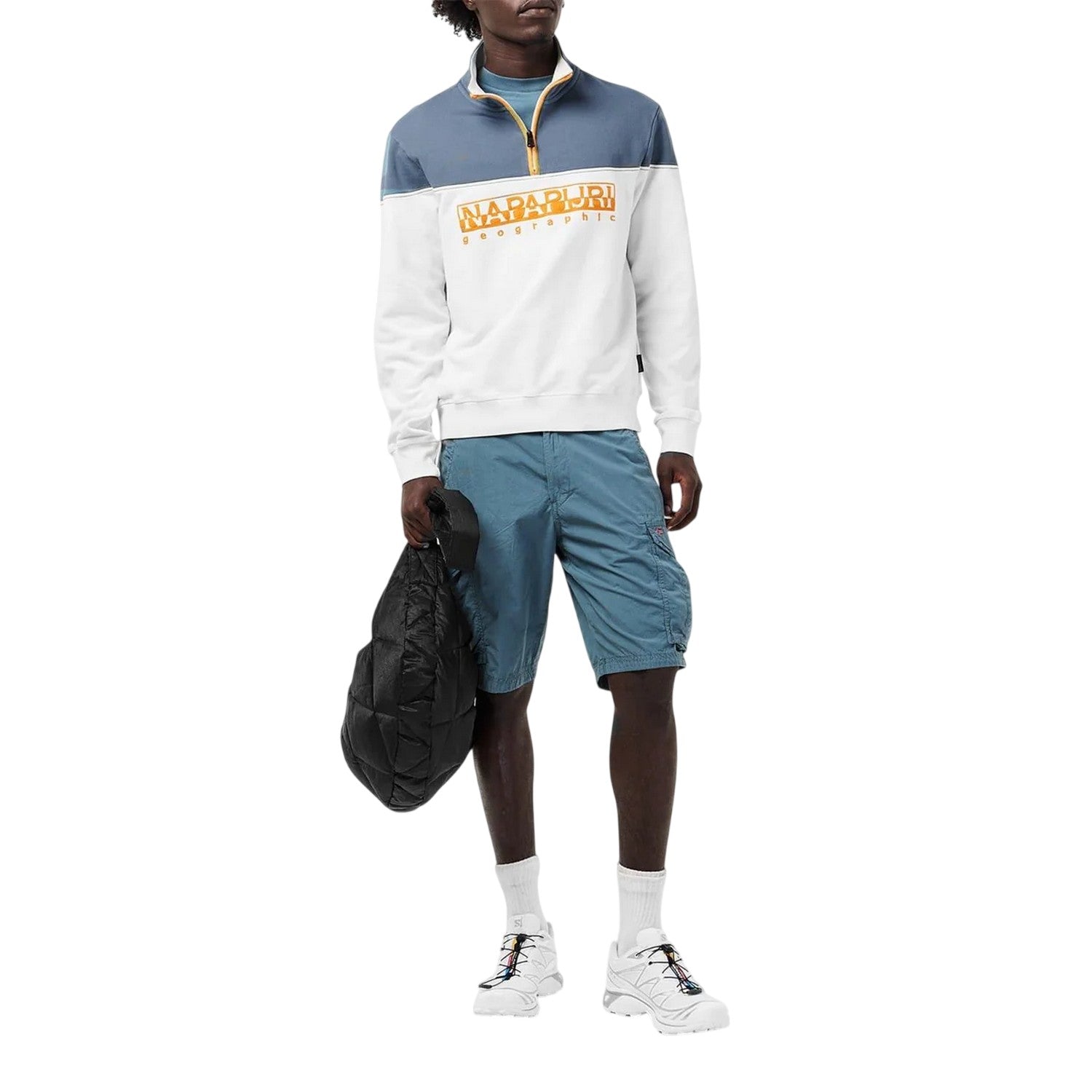 White - Pack Shot - Napapijri Mens Saturnia Colour Block Sweatshirt