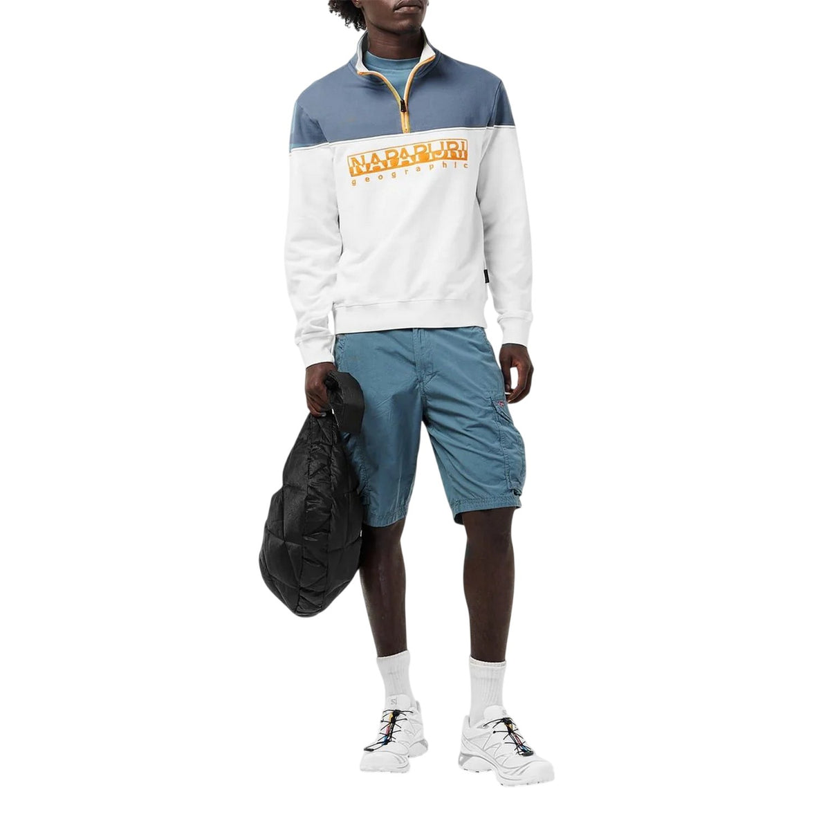 White - Pack Shot - Napapijri Mens Saturnia Colour Block Sweatshirt