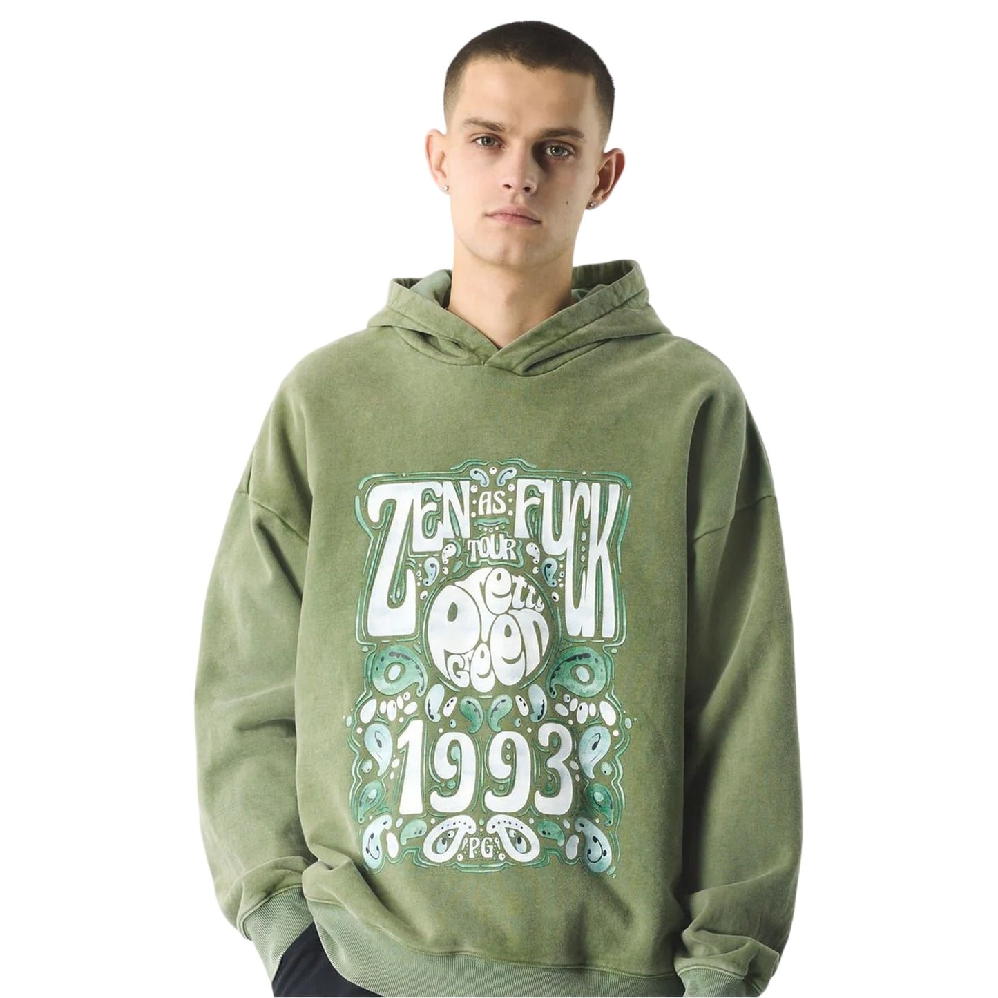 Green - Side - Pretty Green Mens Zen Relaxed Fit Hoodie