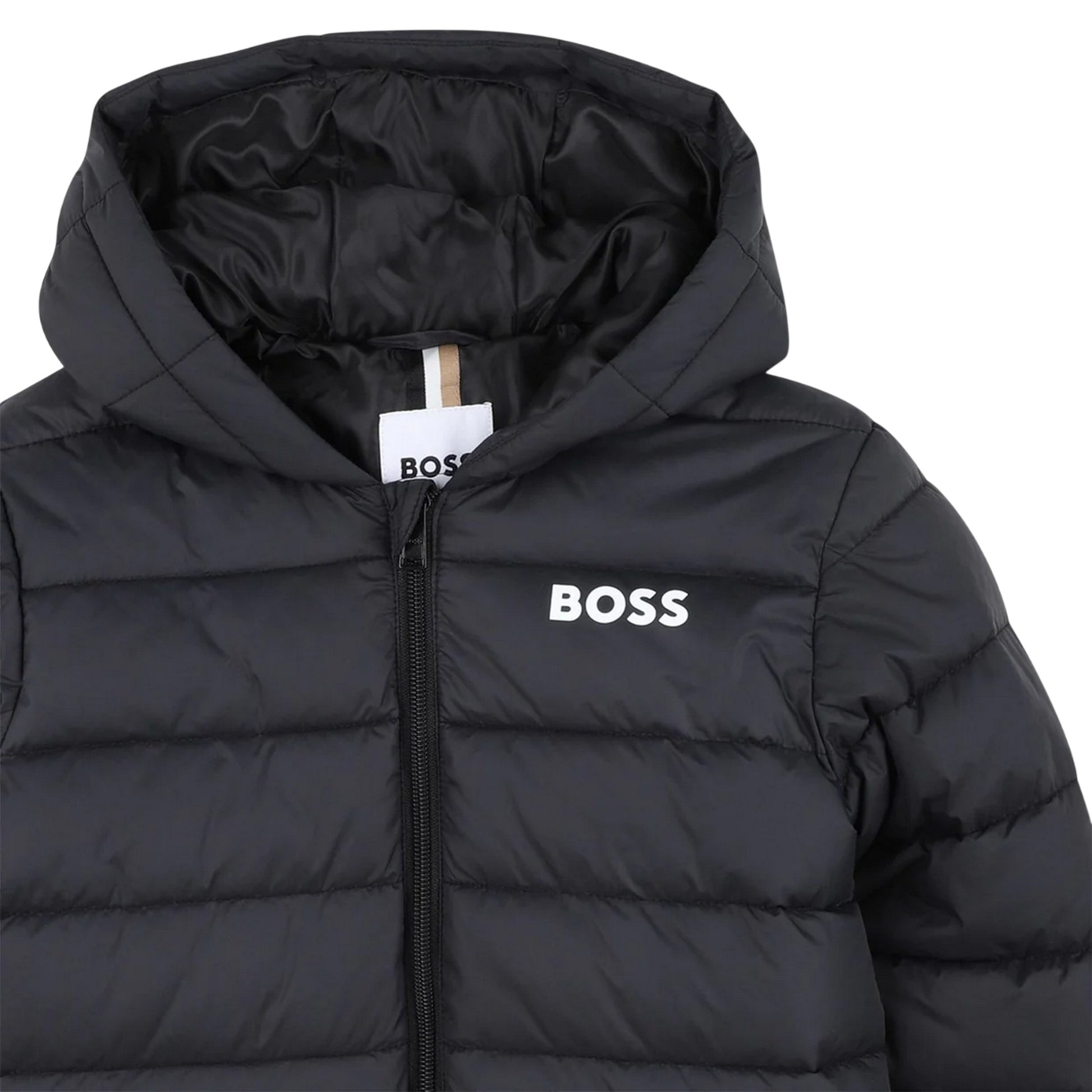 Black - Side - Boss Childrens-Kids Puffer Jacket