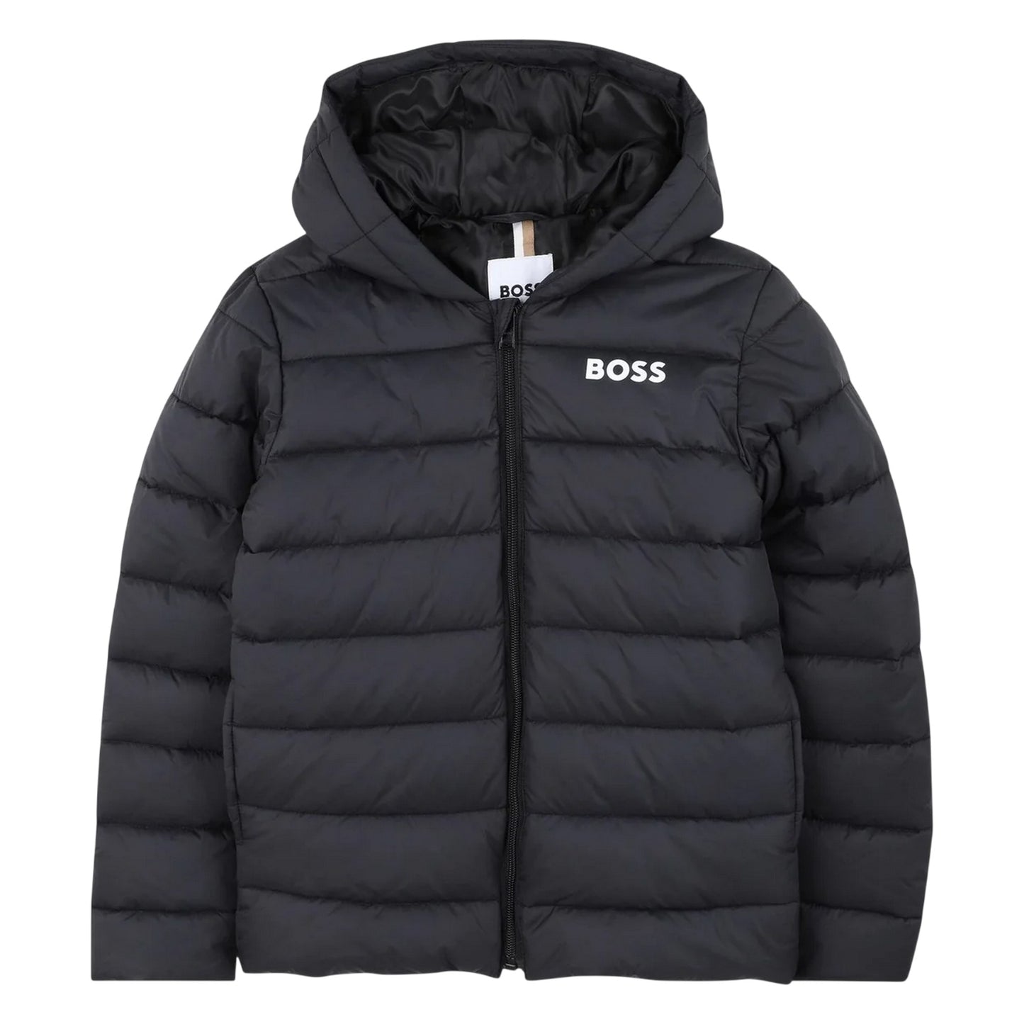 Black - Front - Boss Childrens-Kids Puffer Jacket