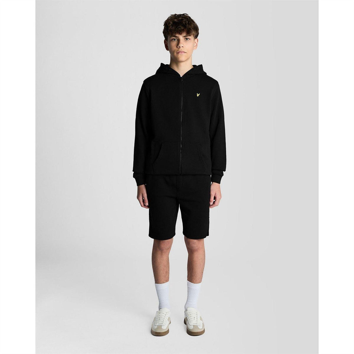 Black - Side - Lyle & Scott Childrens-Kids Fleece Logo Shorts