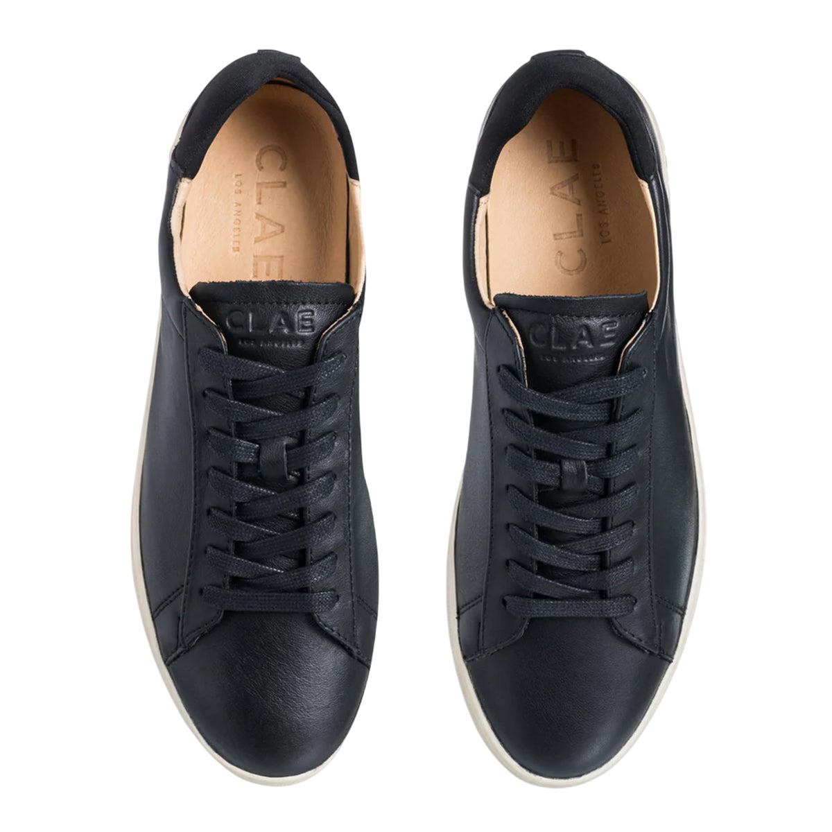 Black - Back - CLAE Childrens-Kids Bradley Leather Low Trainers
