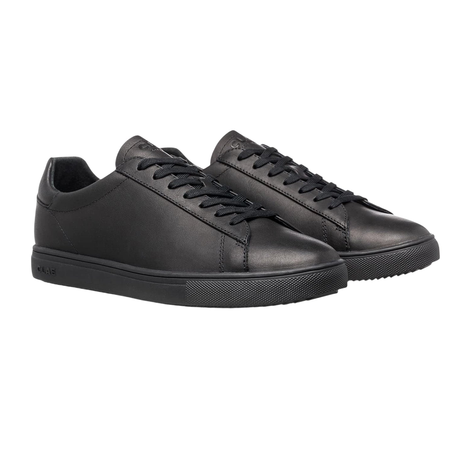 Triple Black - Back - CLAE Childrens-Kids Bradley Leather Low Trainers