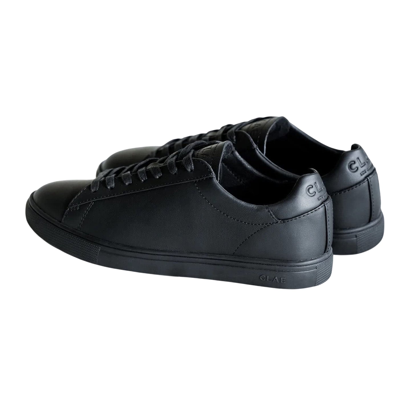 Black - Back - CLAE Childrens-Kids Bradley Leather Low Trainers