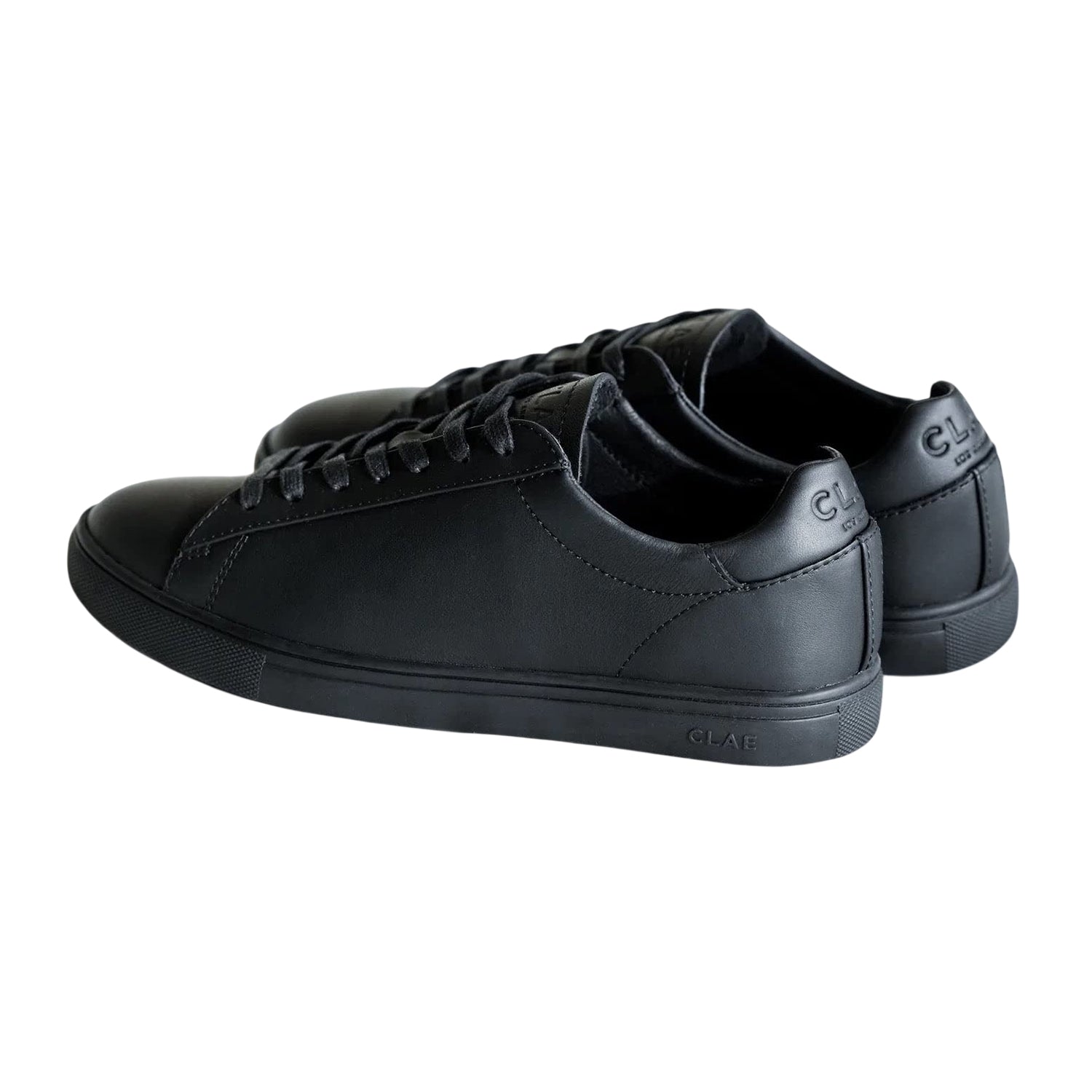 Black - Back - CLAE Childrens-Kids Bradley Leather Low Trainers