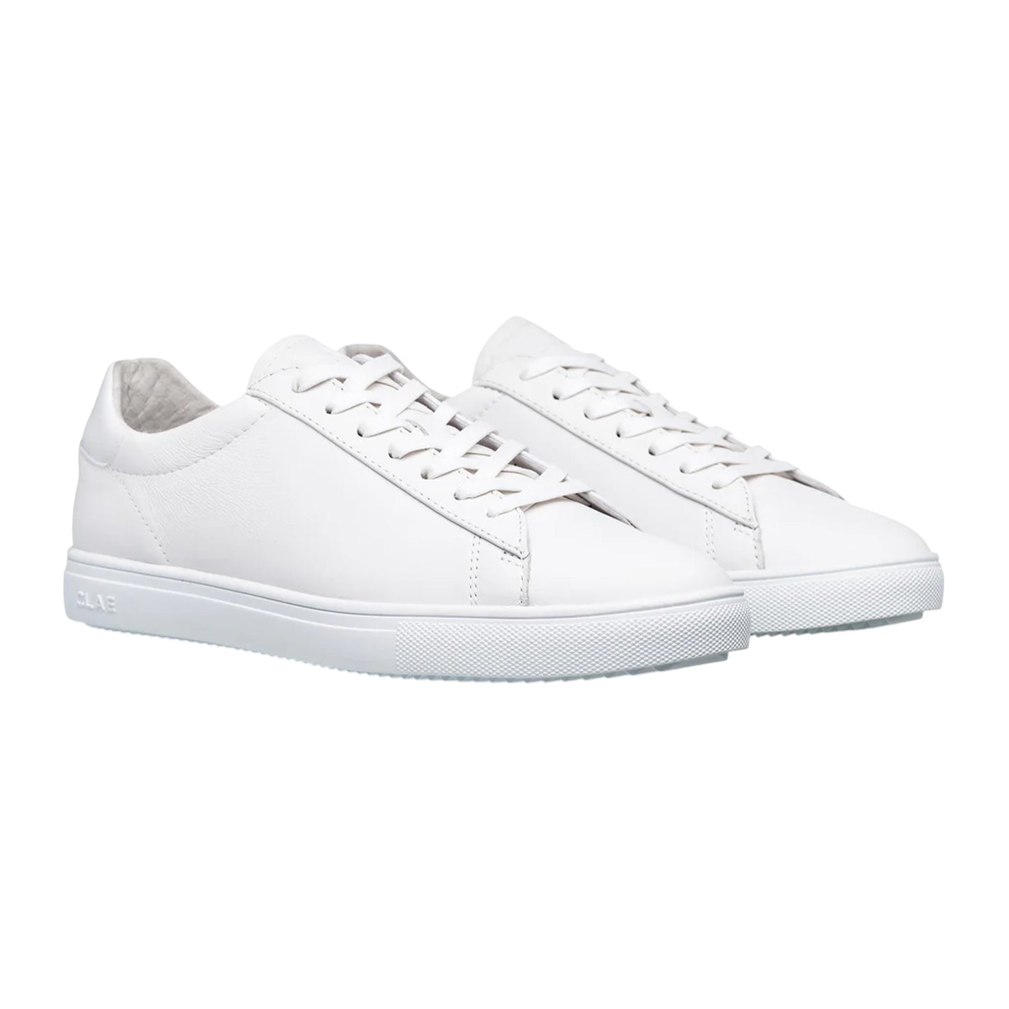 White - Front - CLAE Childrens-Kids Bradley Leather Low Trainers
