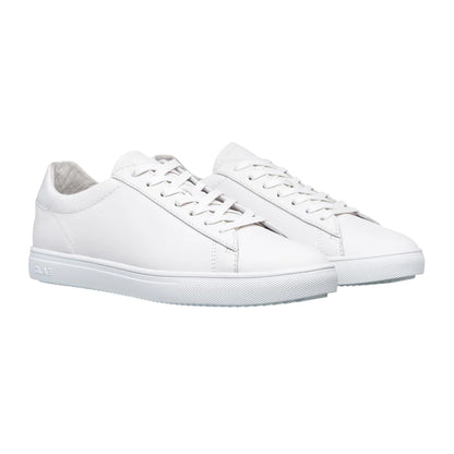 White - Front - CLAE Childrens-Kids Bradley Leather Low Trainers