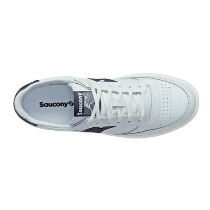 White-Navy - Side - Saucony Womens-Ladies Jazz Leather Cupsole Trainers