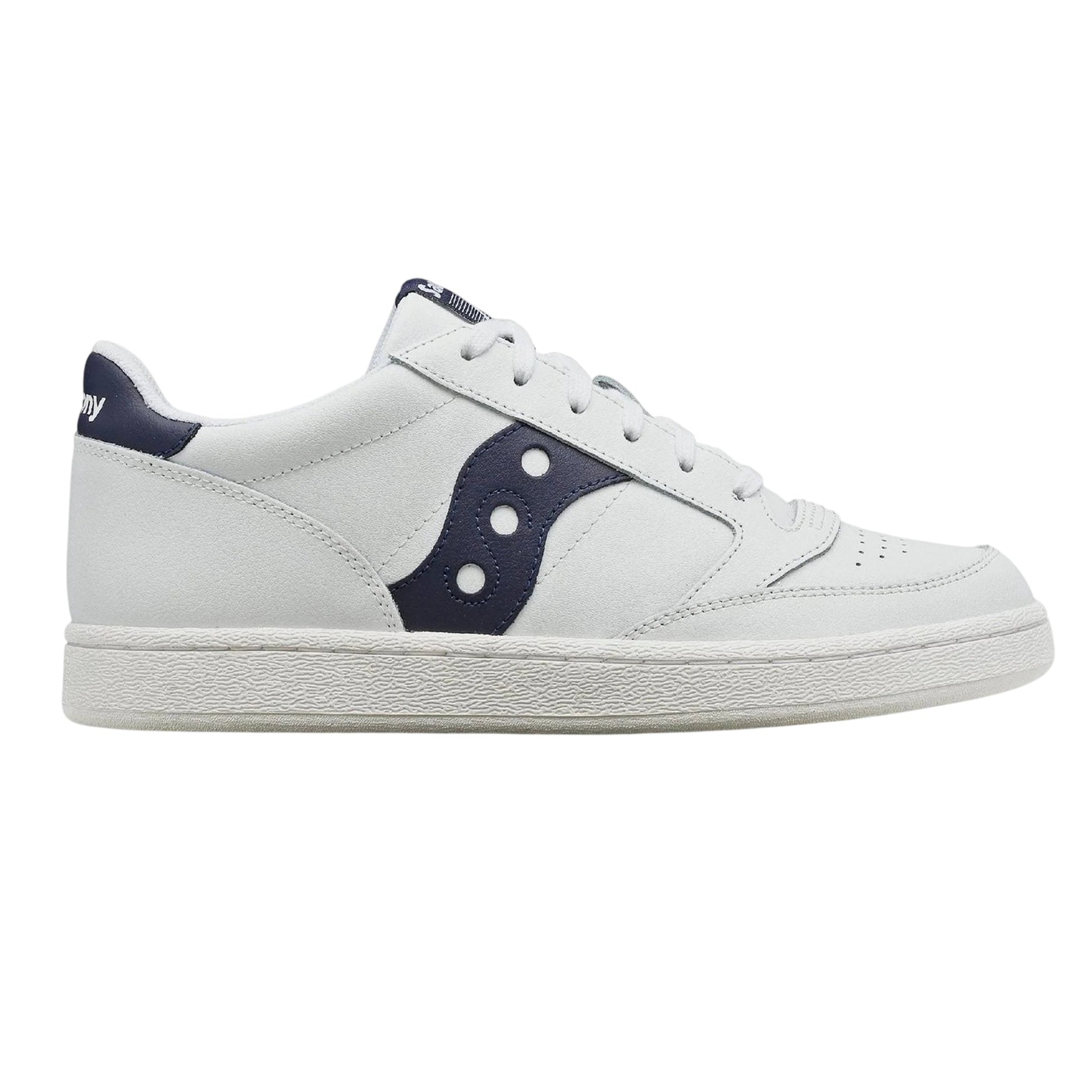 White-Navy - Front - Saucony Womens-Ladies Jazz Leather Cupsole Trainers