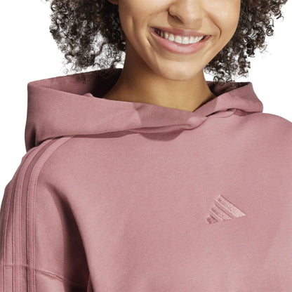 Crimson - Side - Adidas Womens-Ladies All SZN Overhead Relaxed Fit Hoodie