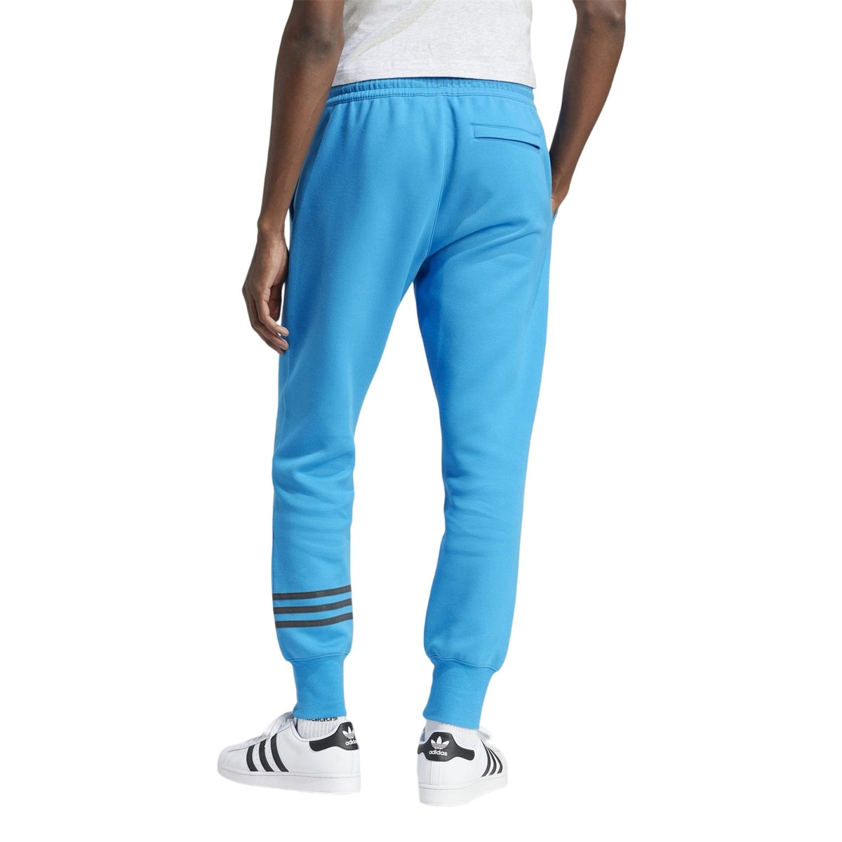 Bright Blue - Back - Adidas Womens-Ladies Neuclassics Cotton Blend 3 Stripes Slim Joggers