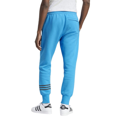 Bright Blue - Back - Adidas Womens-Ladies Neuclassics Cotton Blend 3 Stripes Slim Joggers