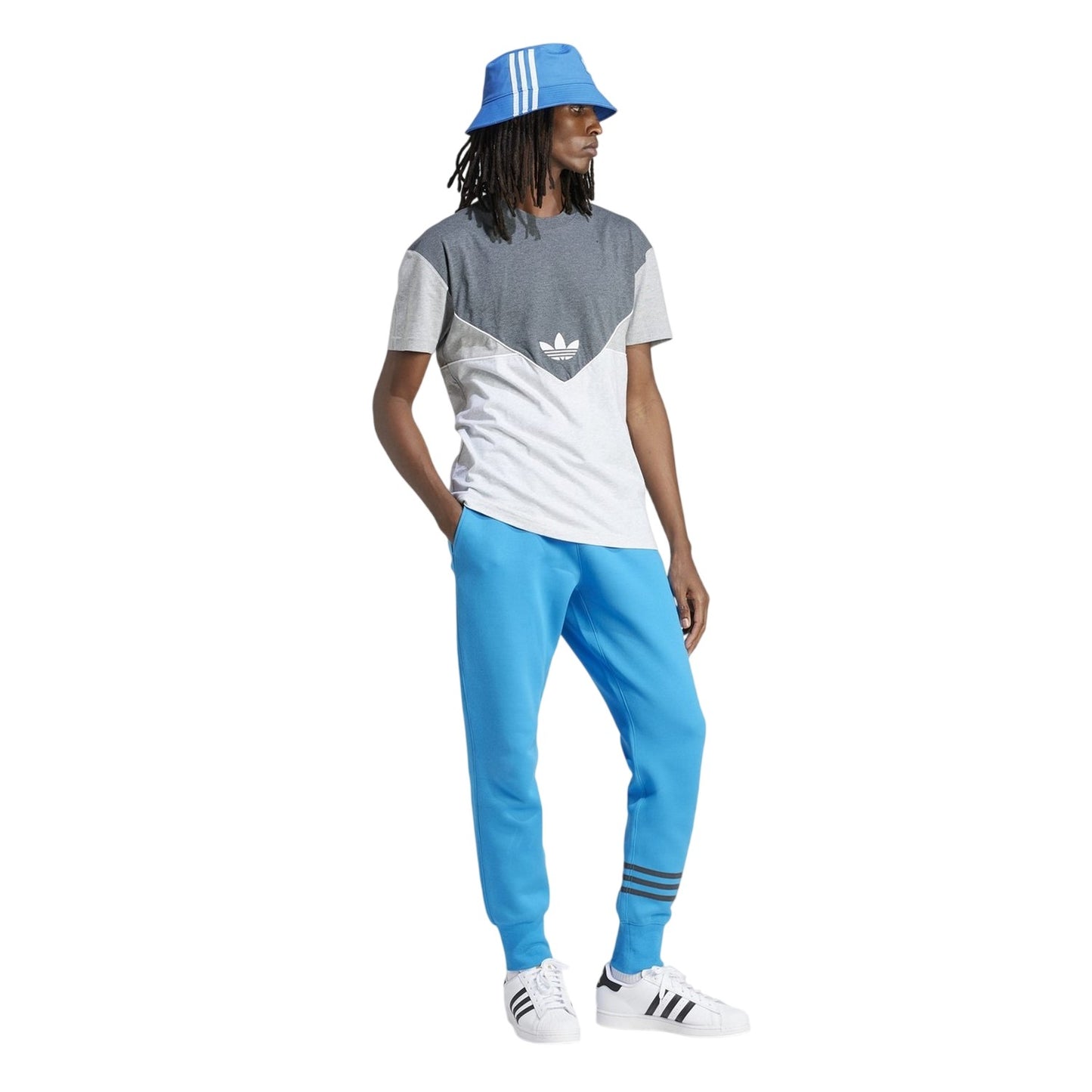 Bright Blue - Pack Shot - Adidas Womens-Ladies Neuclassics Cotton Blend 3 Stripes Slim Joggers