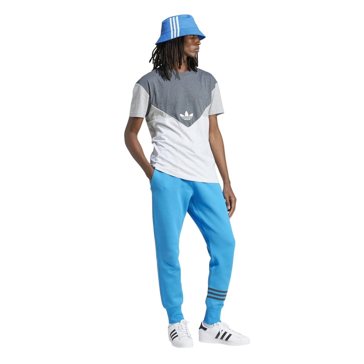 Bright Blue - Pack Shot - Adidas Womens-Ladies Neuclassics Cotton Blend 3 Stripes Slim Joggers