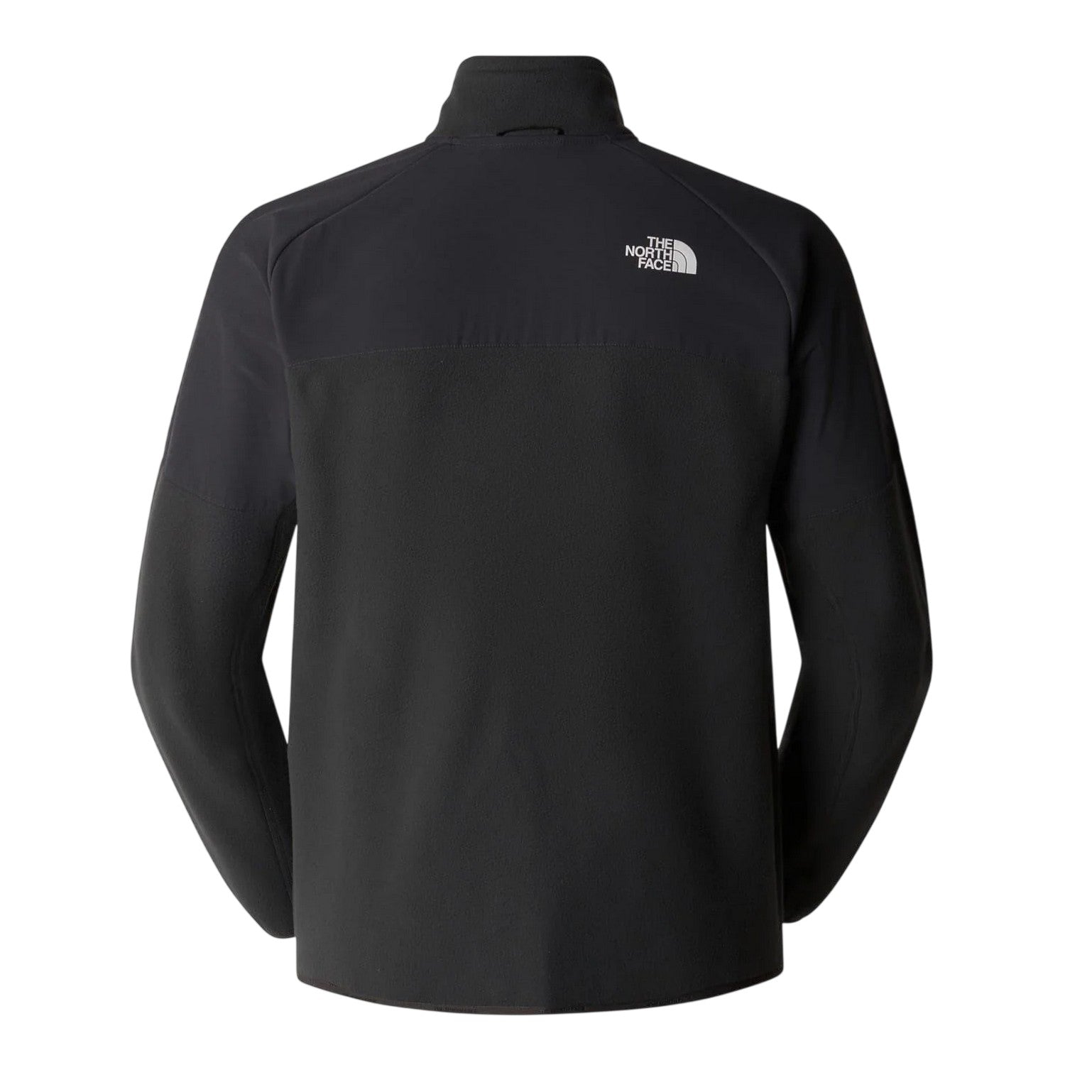 Black-Grey - Back - The North Face Mens Glacier Funnel Neck Raglan Fleece Jacket