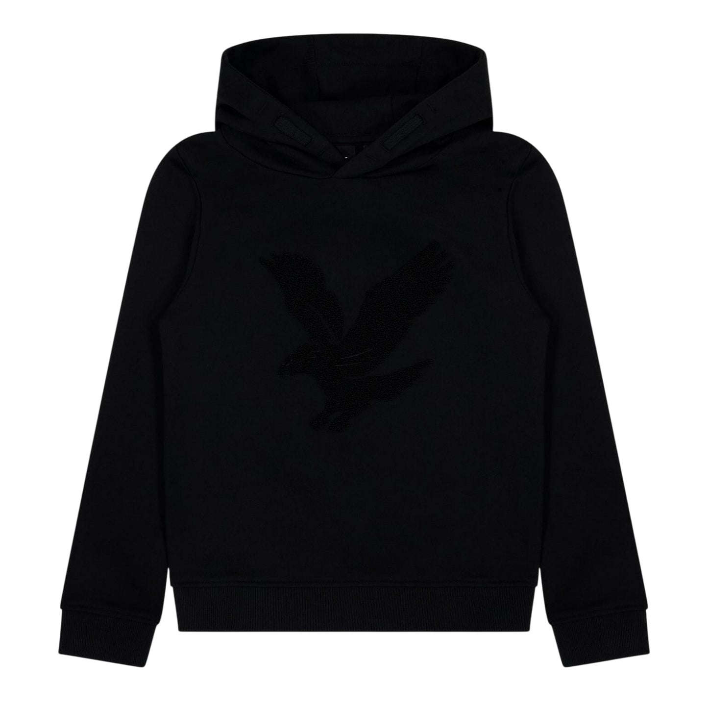 Black - Front - Lyle & Scott Childrens-Kids Eagle Towelling Logo Hoodie
