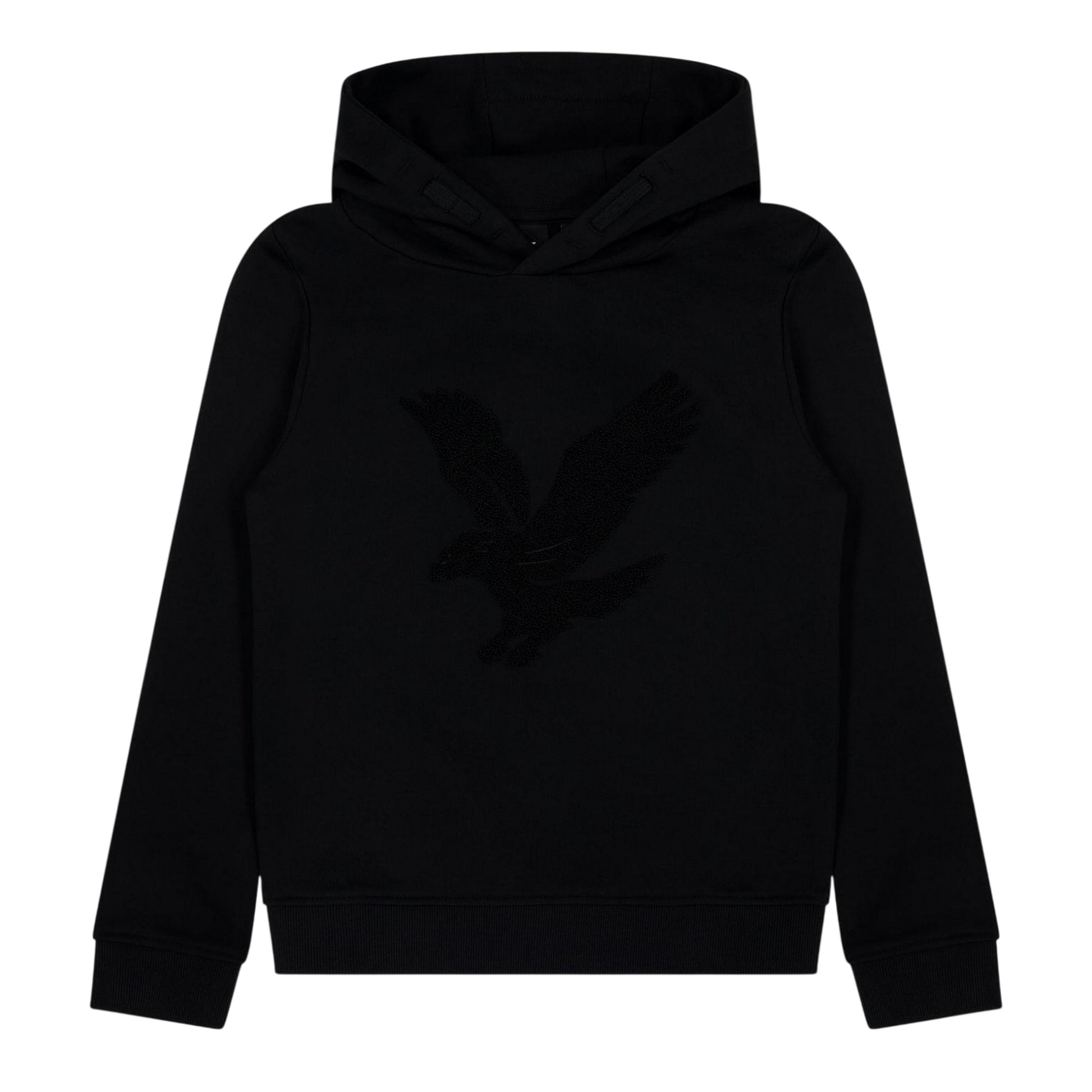Black - Front - Lyle & Scott Childrens-Kids Eagle Towelling Logo Hoodie
