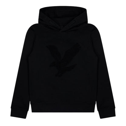 Black - Front - Lyle & Scott Childrens-Kids Eagle Towelling Logo Hoodie