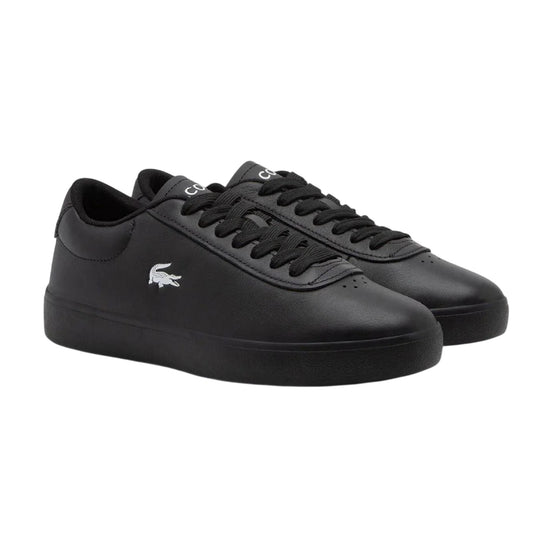 Black - Front - Lacoste Mens Baseshot Evo Crocodile Leather Flat Trainers