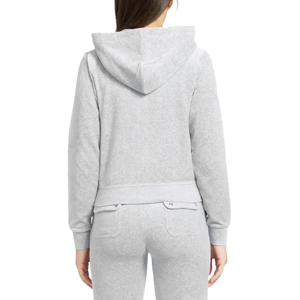 Silver - Back - Juicy Couture Womens-Ladies Velour Full Zip Hoodie