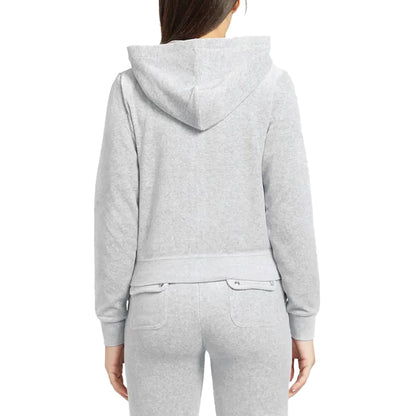 Silver - Back - Juicy Couture Womens-Ladies Velour Full Zip Hoodie