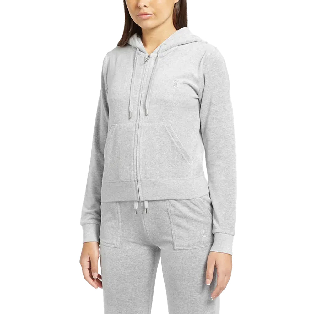 Silver - Lifestyle - Juicy Couture Womens-Ladies Velour Full Zip Hoodie