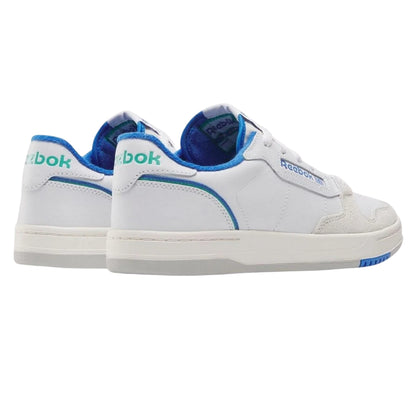 White-Blue - Back - Reebok Womens-Ladies Phase Leather Court Trainers