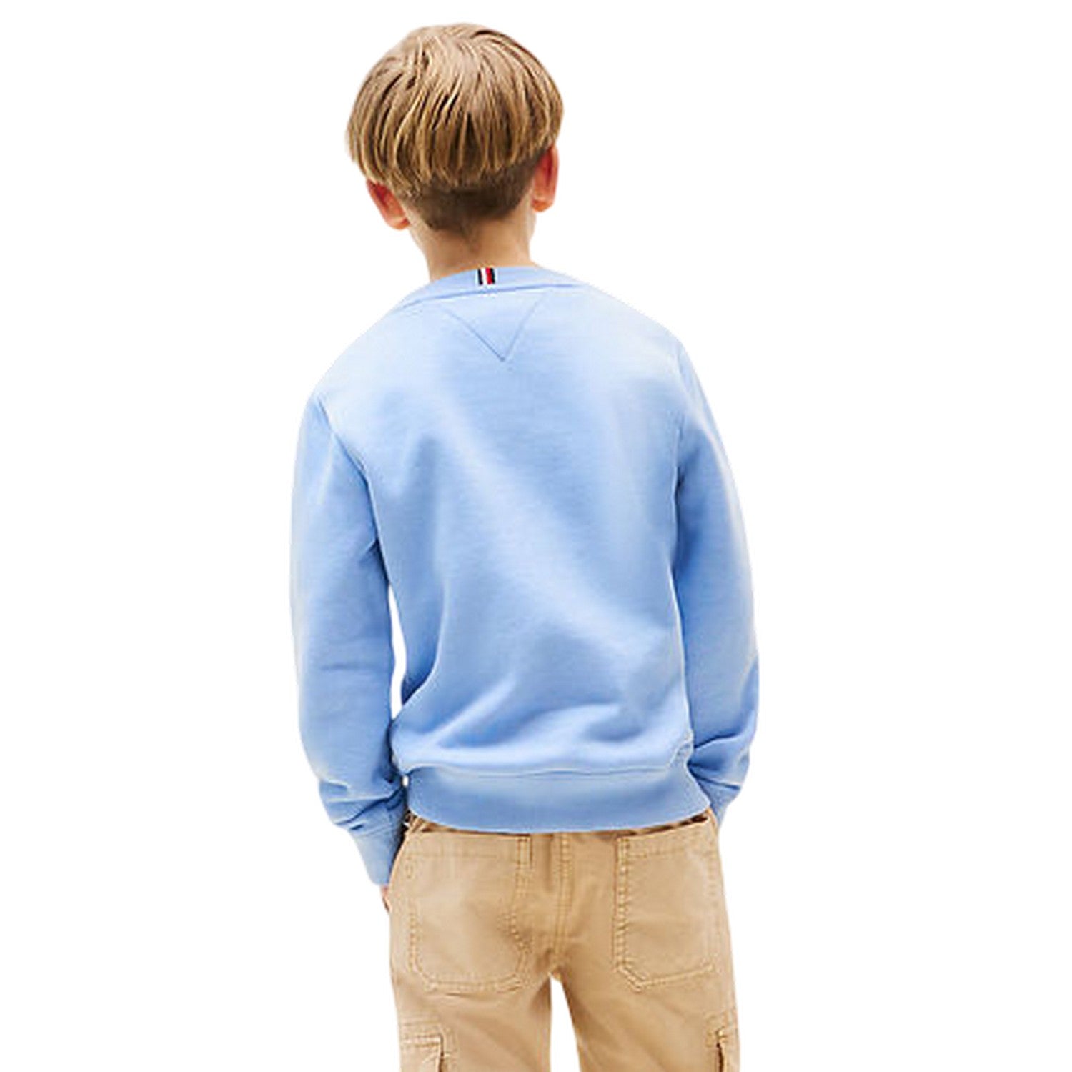 Cloud Blue - Back - Tommy Hilfiger Childrens-Kids Cotton Blend Crew Neck Regular Sweatshirt