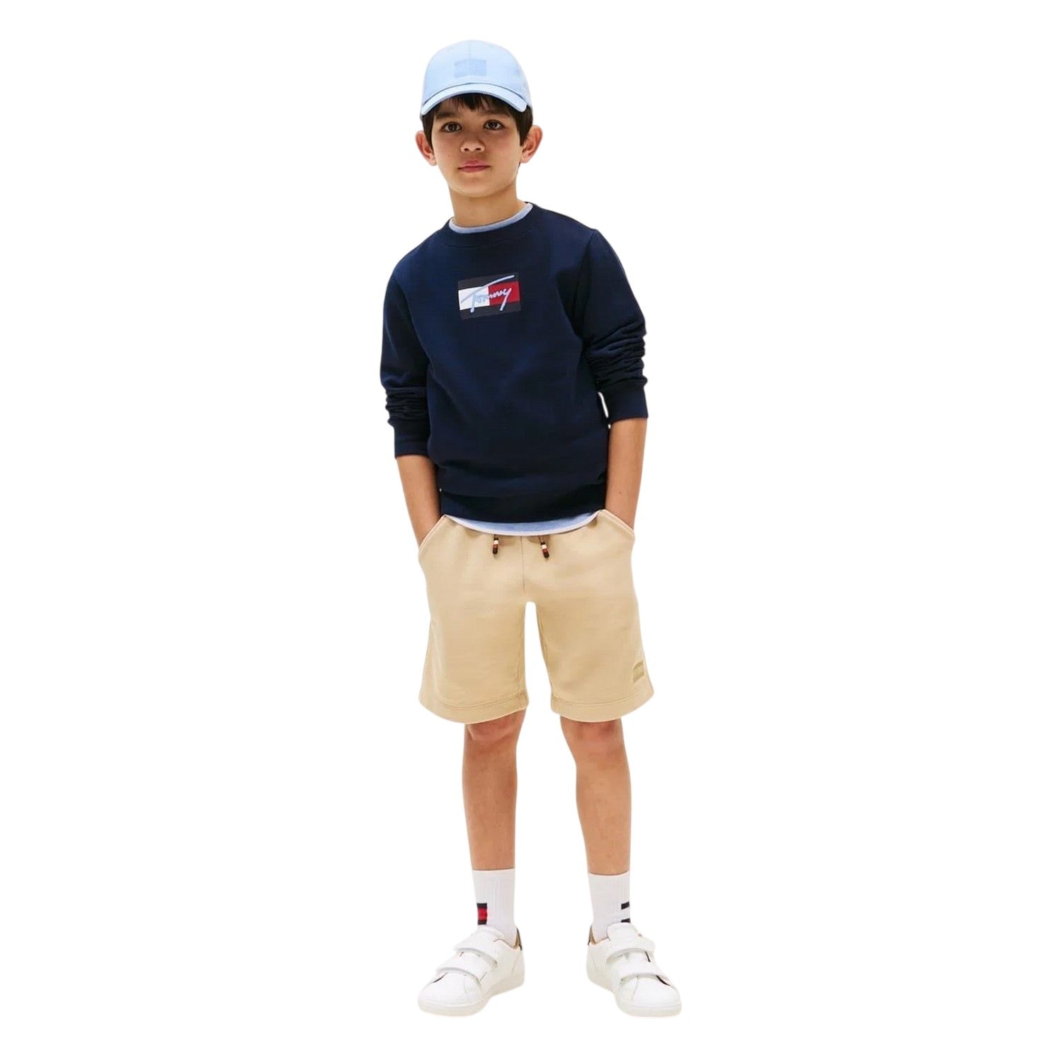 Night Navy - Lifestyle - Tommy Hilfiger Childrens-Kids Cotton Blend Crew Neck Regular Sweatshirt