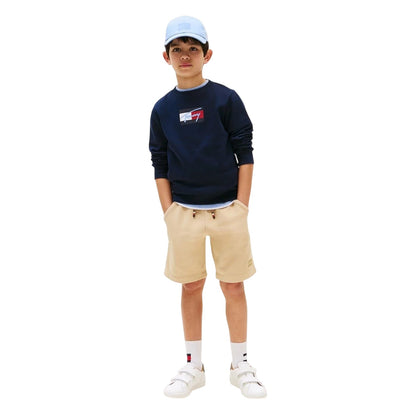 Night Navy - Lifestyle - Tommy Hilfiger Childrens-Kids Cotton Blend Crew Neck Regular Sweatshirt