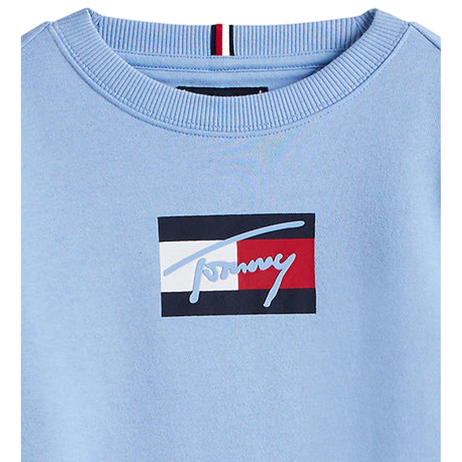 Cloud Blue - Side - Tommy Hilfiger Childrens-Kids Cotton Blend Crew Neck Regular Sweatshirt