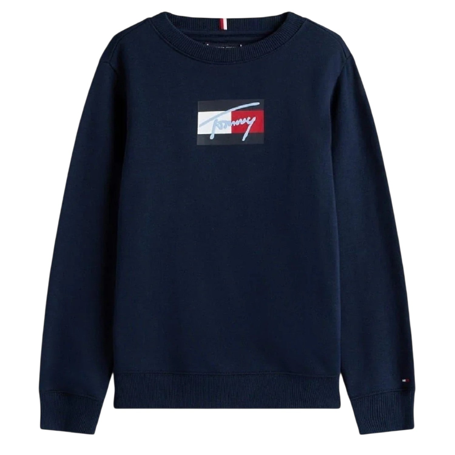 Night Navy - Front - Tommy Hilfiger Childrens-Kids Cotton Blend Crew Neck Regular Sweatshirt