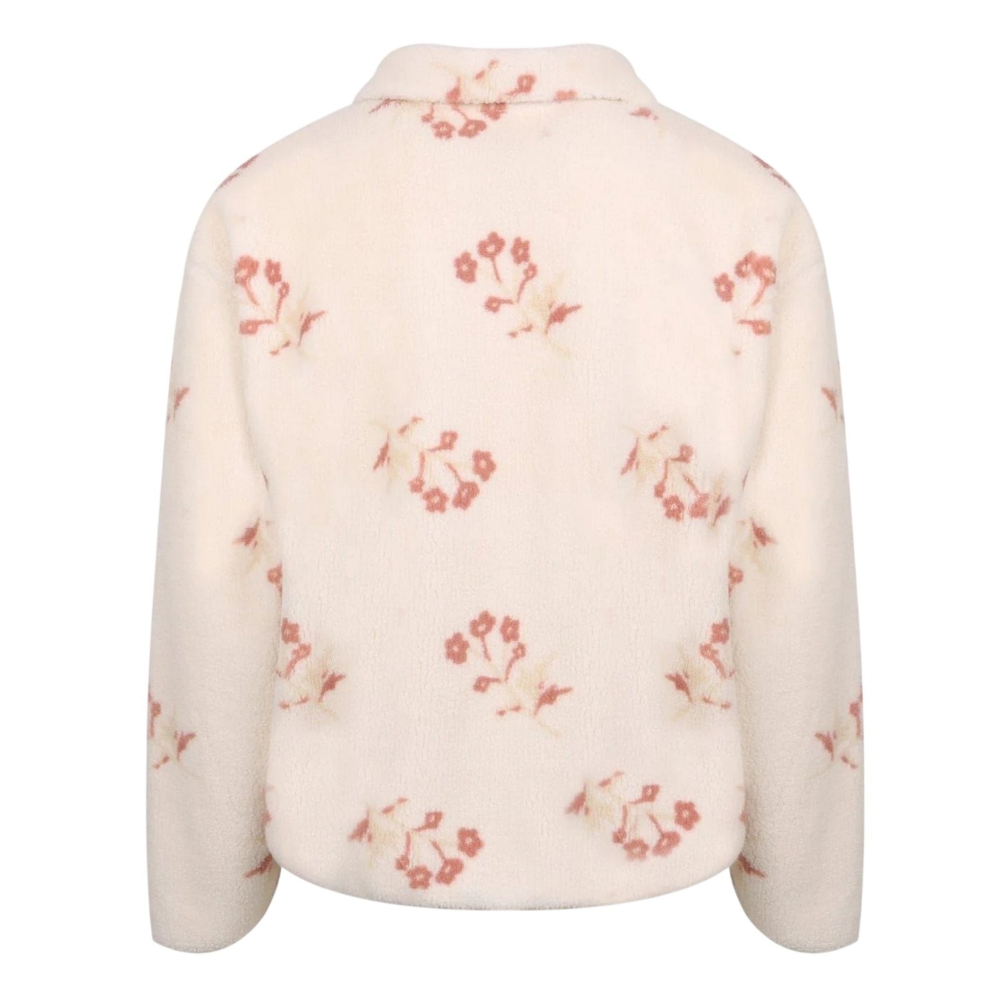 Cream - Back - SoulCal Womens-Ladies Floral Teddy Fleece Quarter Zip Sweatshirt