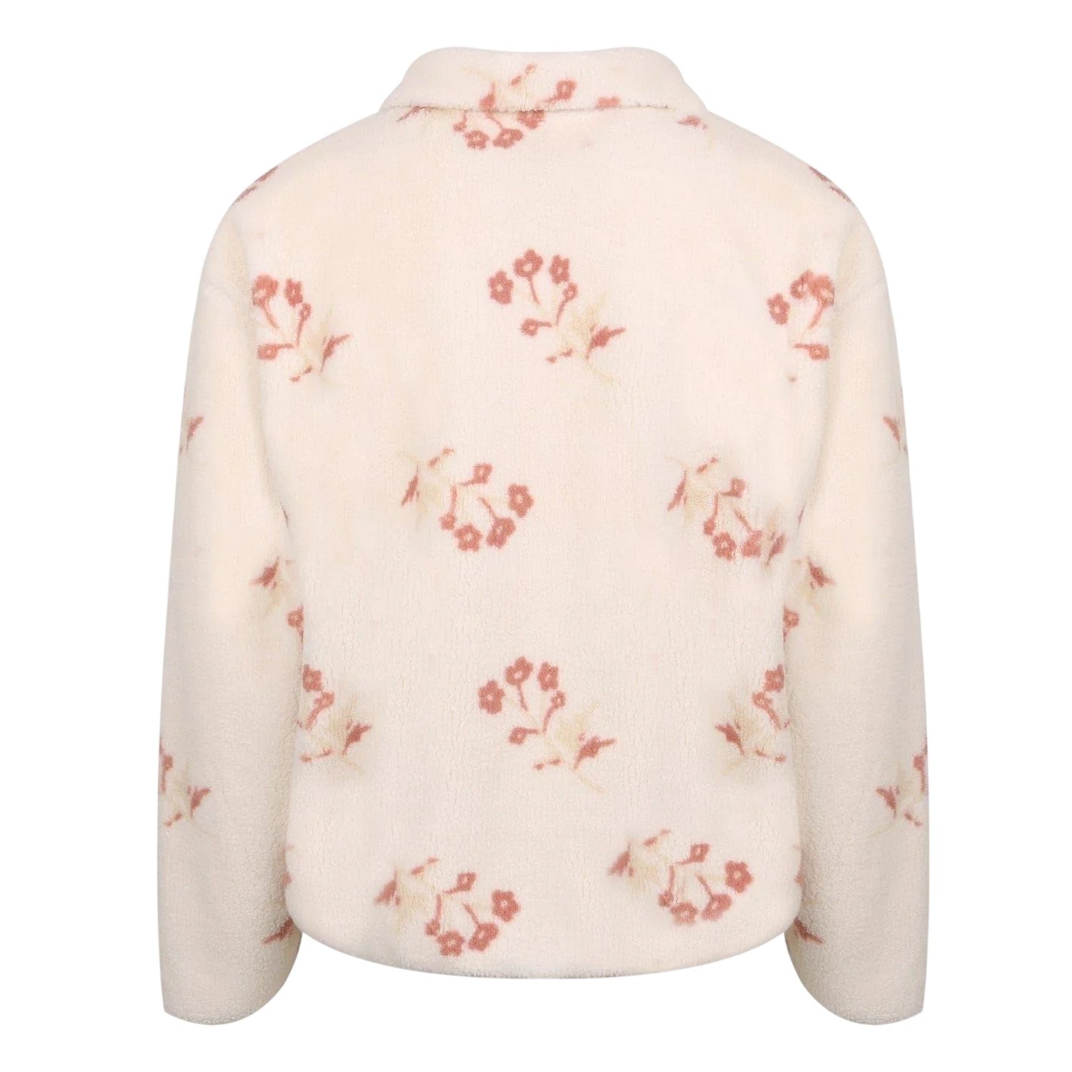Cream - Back - SoulCal Womens-Ladies Floral Teddy Fleece Quarter Zip Sweatshirt