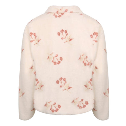 Cream - Back - SoulCal Womens-Ladies Floral Teddy Fleece Quarter Zip Sweatshirt