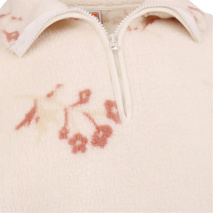 Cream - Side - SoulCal Womens-Ladies Floral Teddy Fleece Quarter Zip Sweatshirt